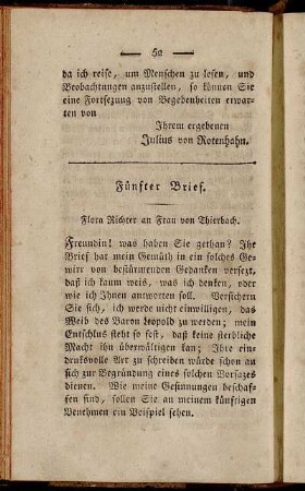 Fünfter Brief. Flora Richter an Frau von Thierbach