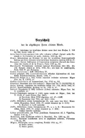 Verzeichniß der in abgekürzter Form citirten Werke.