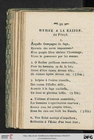 Hymne a la raison, de Pleyl