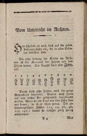 Vom Unterricht im Rechnen