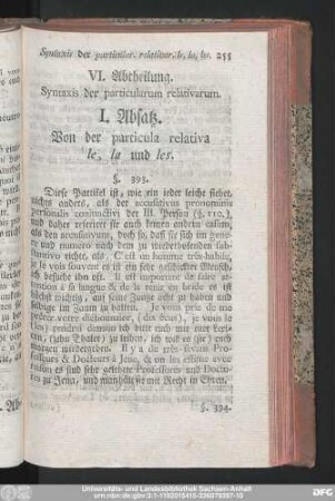 VI. Abtheilung. Syntaxis der particularum relativarum.