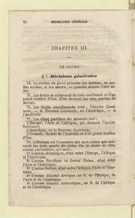 Chapitre III Le globe