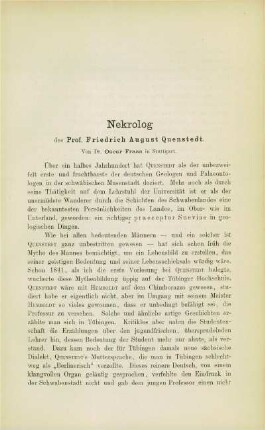 Nekrolog des Prof. Friedrich August Quenstedt