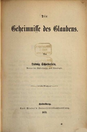 Die Geheimnisse des Glaubens
