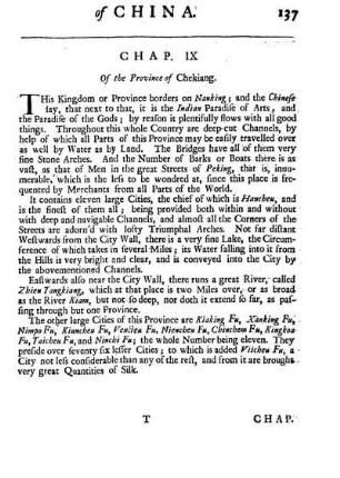 Chap. IX. Of the province of Chekiang