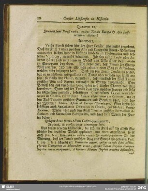 Quaestio 12. Quaenam sunt Berosi verba, quibus Tanais Europae & Asiae fuisse terminus dicitur?