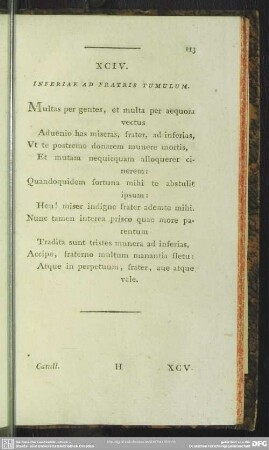 XCIV. Inferiae Ad Fratris Tumulum