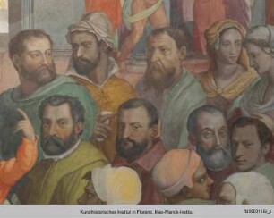 Szenen aus dem Alten und Neuen Testament : Christus unter den Schriftgelehrten : Personengruppe zur Linken Christi