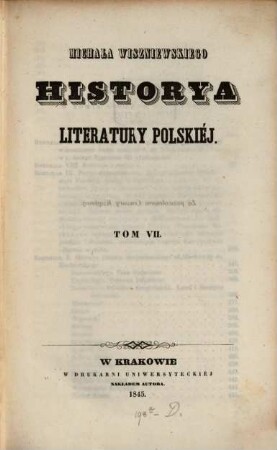 Historya literatury polskiéj, 7