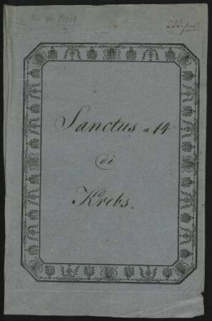 Sanctus; V (4), orch; D-Dur; Krebs-WV 103