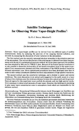 Satellite techniques for observing water vapor-height profiles