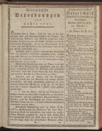 Allerhöchste Verordnungen vom Jahre 1787