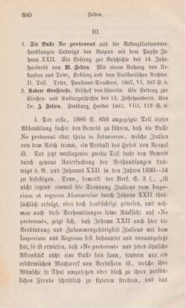 690-692 [Rezension] Felten, Wilhelm, Die Bulle Ne pretereat und die Reconciliations-Verhandlungen Ludwigs des Bayers mit dem Papste Johann XXII