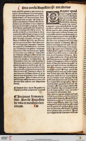 Sermones duo de vita et moribus clericorum