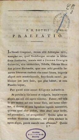 Scholia ad Horatii odarum libros duos priores