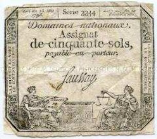 Frankreich, Assignat 50 Sols