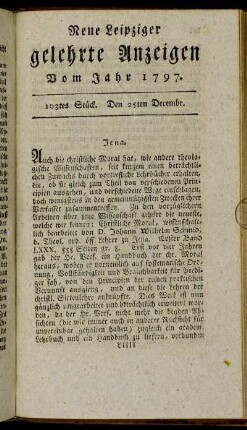 103tes Stück. Den 25ten Decembr.