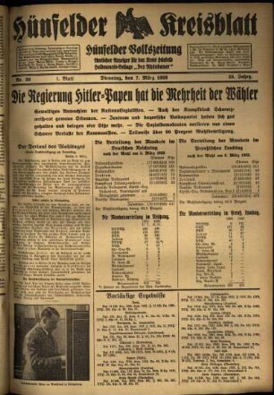 Erste Ausgabe vom Dienstag, den 07. März 1933.