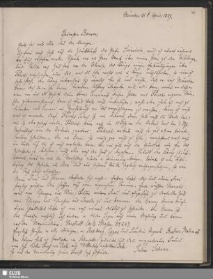 Bl. 40: SvC, Julius an Bunsen, München, 24.04.1829