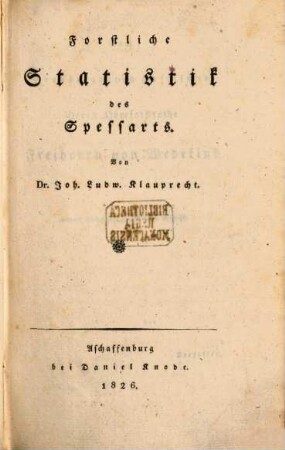 Forstliche Statistik des Spessarts