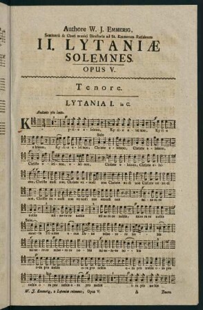 1-8, II. Lytaniae Solemnes. Opus V. Tenore.