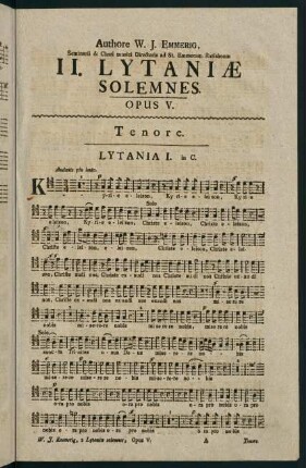 1-8, II. Lytaniae Solemnes. Opus V. Tenore.