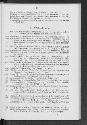 E. Völkerkunde