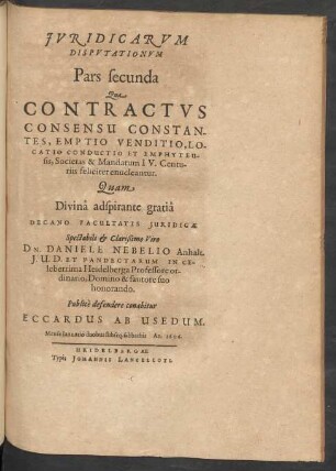 Pars secunda Qua Contractus Consensu Constantes, ...