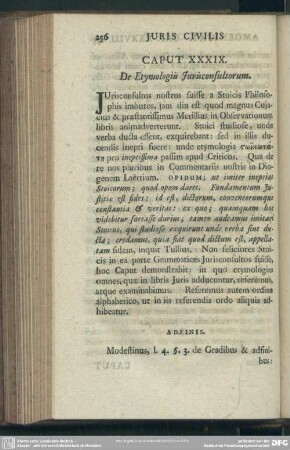 Caput XXXIX. De Etymologiis Iurisconsultorum