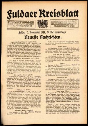 Ausgabe vom Samstag, den 07. November 1914.
