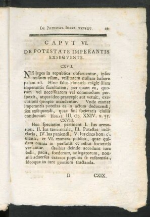 Caput VI. De Potestate Imperantis Exsequente