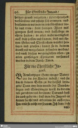 Für die Christliche Jugend