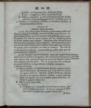 Caput. II. Studia Particularia.