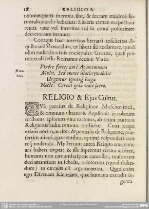 Religio & Ejus Cultus