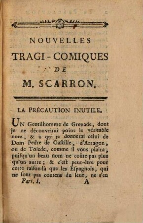 Les Nouvelles Tragi-Comiques De M. Scarron. 1