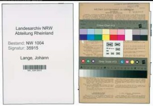 Entnazifizierung Johann Lange , geb. 31.05.1896 (Schaffner)
