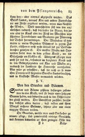 §. V. Von den Stauden und Bäumen.