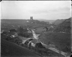 Großcomburg Ortsansicht mit Blick zum Kloster - Stiftskirche Sankt Nikolaus (erbaut 1695/ 1736)