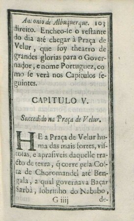 Capitulo V. Succedido na Praca de Velur
