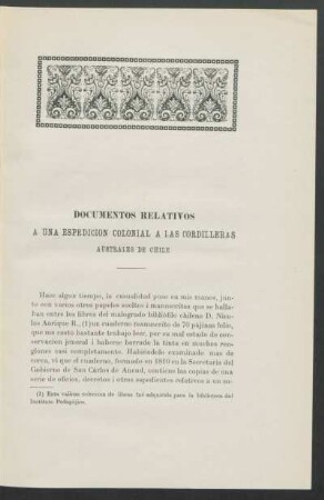 Documentos relativos - A una espedicion colonial a las Cordilleras - Australes de Chile