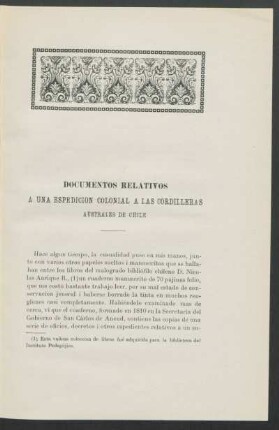 Documentos relativos - A una espedicion colonial a las Cordilleras - Australes de Chile