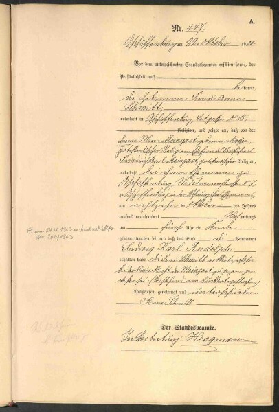 Standesamtsbuch der Stadt Aschaffenburg: Geburten 365/1900 - 184/1901