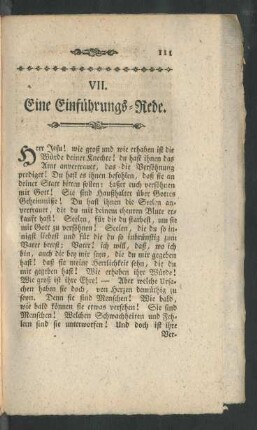 VII. Eine Einführungs-Rede
