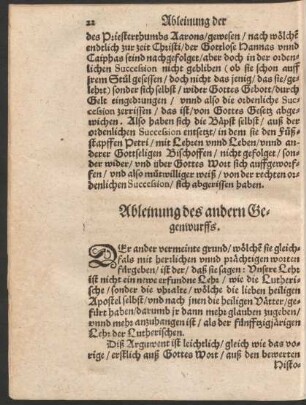 Ableinung des andern Gegenwurffs.
