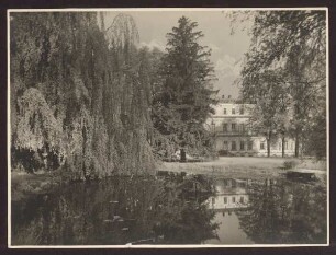 Der Palaisgarten mit Palais damals genutzt als Museum. Detmold. Neustadt. Papierabzug