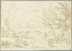 Landschaft mit Figuren und Reiter