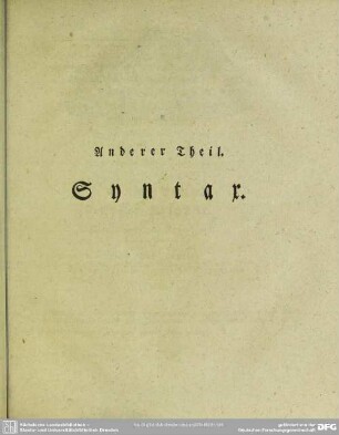 Anderer Theil. Syntax