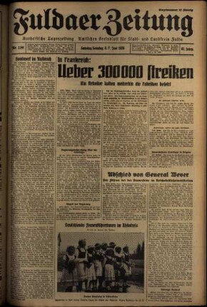 Erste Ausgabe vom Samstag, den 06. Juni 1936.