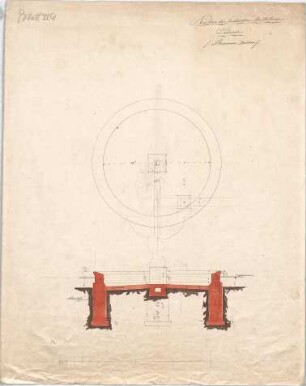 Voit, August von; München; Glaspalast - Hauptbrunnen (Grundriss, Schnitt)