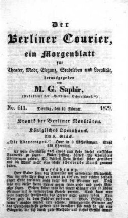 No. 611., Dienstag, den 10. Februar 1829